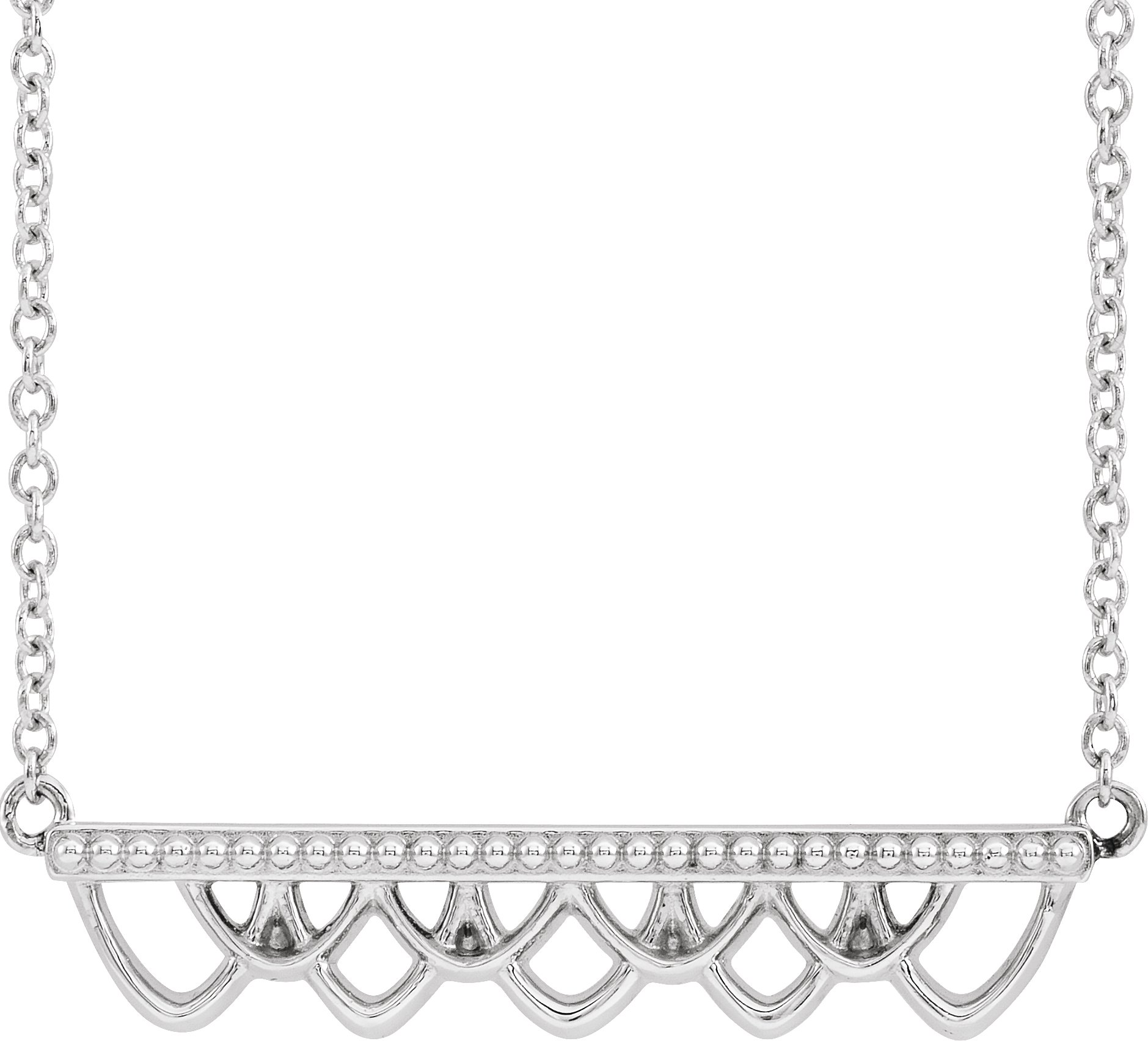 14K White Vintage-Inspired Bar 18" Necklace 