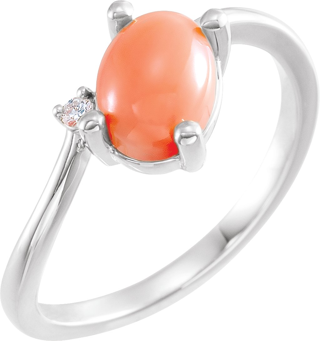 14K White Pink Coral and .01 CTW Diamond Bypass Ring Ref 16358406