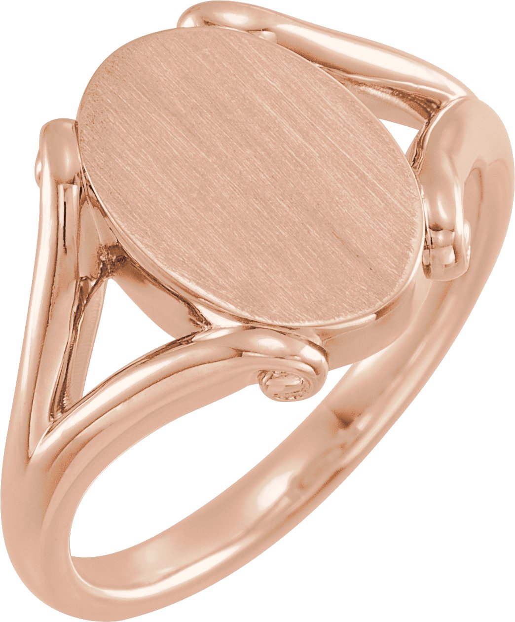 14K Rose 13x9 mm Oval Signet Ring