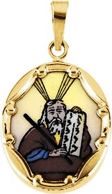 Moses Hand Painted Porcelain Medal 17 x 13.5mm Ref 999914
