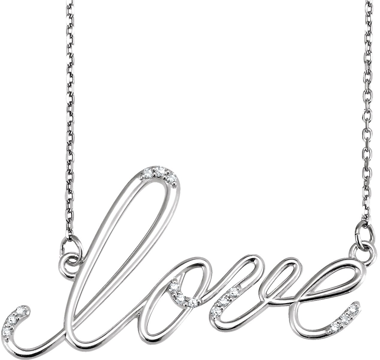 Sterling Silver .08 CTW Diamond Love Design 18 inch Necklace Ref. 3666392