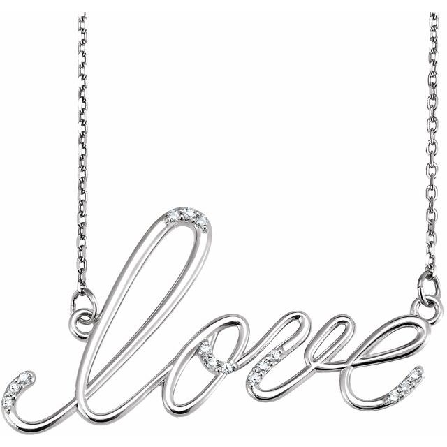 14K White .08 CTW Diamond Love Design 18 Necklace
