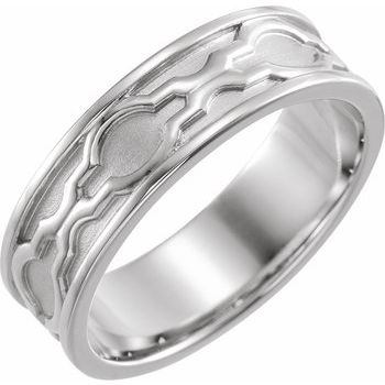 Platinum 6 mm Patterned Band with Bead Blast Finish Size 5 Ref 16324054