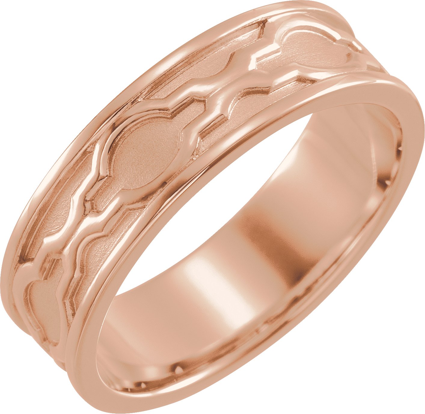 14K Rose 6 mm Patterned Band with Bead Blast Finish Size 10 Ref 16324093