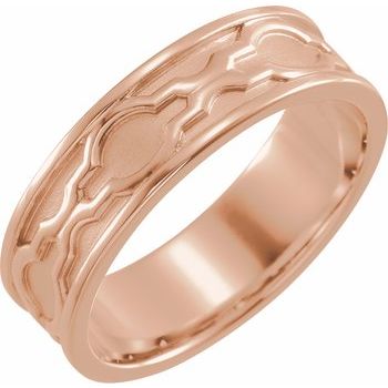 14K Rose 6 mm Patterned Band with Bead Blast Finish Size 5 Ref 16324053