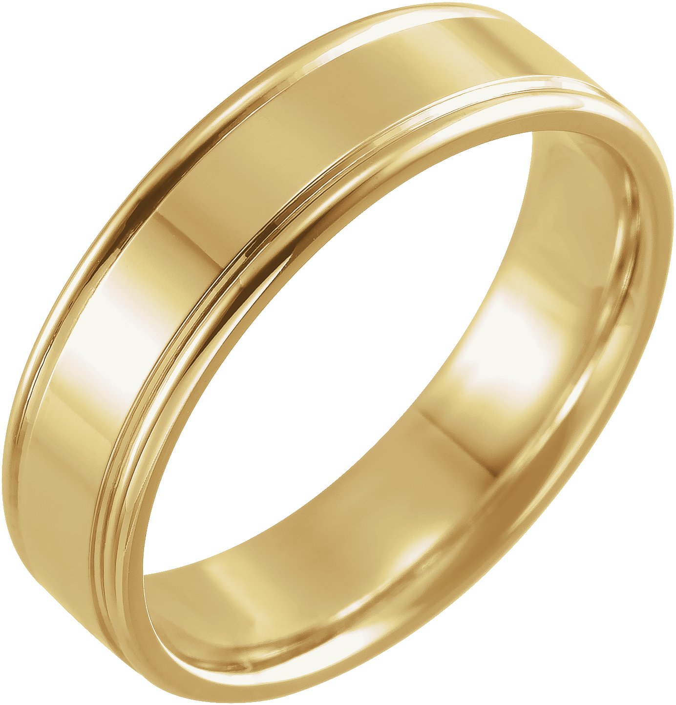 14K Yellow 6 mm Grooved Band Size 10.5