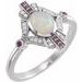 14K White Natural Ethiopian Opal, Natural Pink Sapphire & .06 CTW Natural Diamond Cabochon Ring
