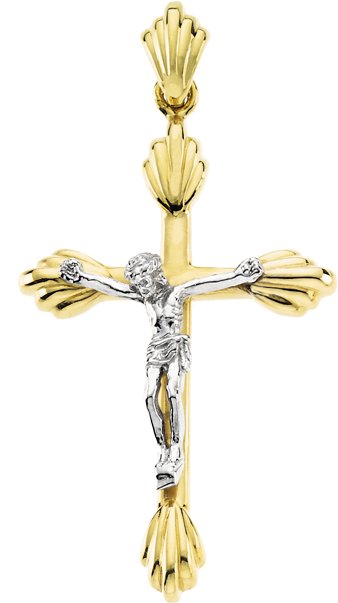 Two Tone Crucifix Pendant 40 x 25.75mm Ref 598558