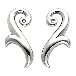 Sterling Silver 20x9.5 mm Scroll Earring Jackets