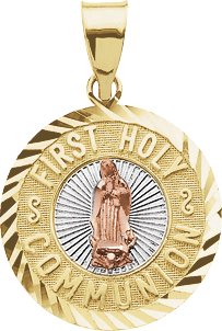 Tri Color First Holy Communion Medal 18mm Ref 987559