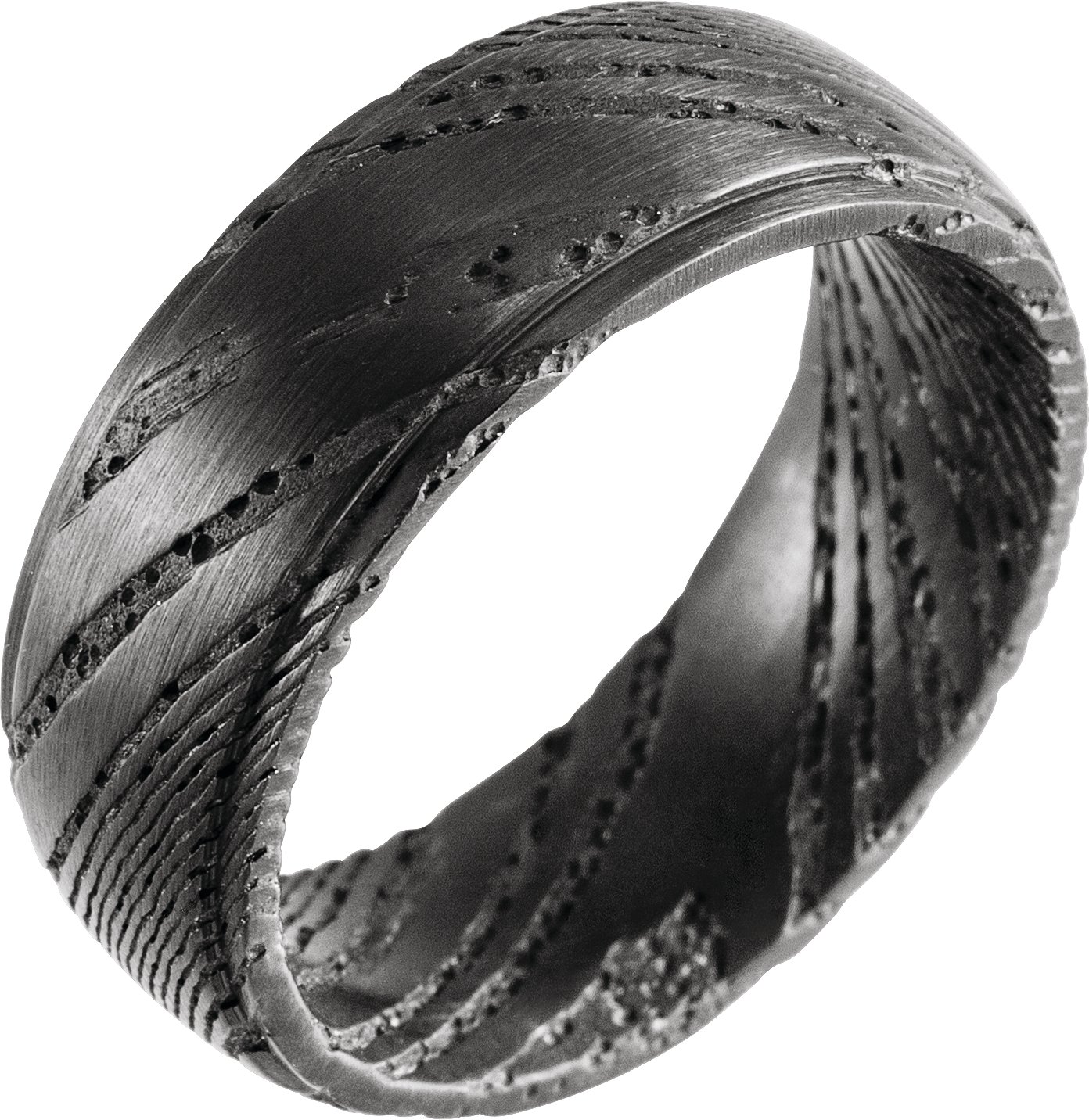 Damascus Steel Flat Black Patterned Band Size 13 Ref 16363399