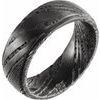 Damascus Steel Flat Black Patterned Band Size 7 Ref 16363387