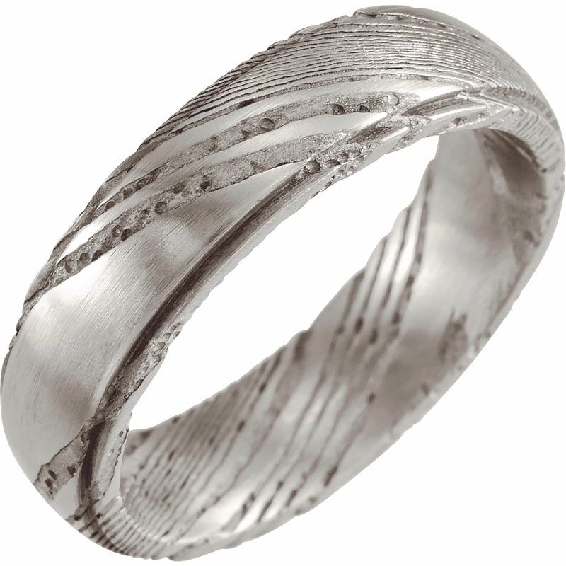 Damascus Steel Patterned Flat Edge Band