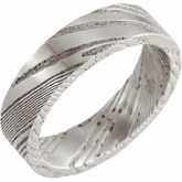 Damascus Steel 6 mm Flat  Patterned Band Size 11