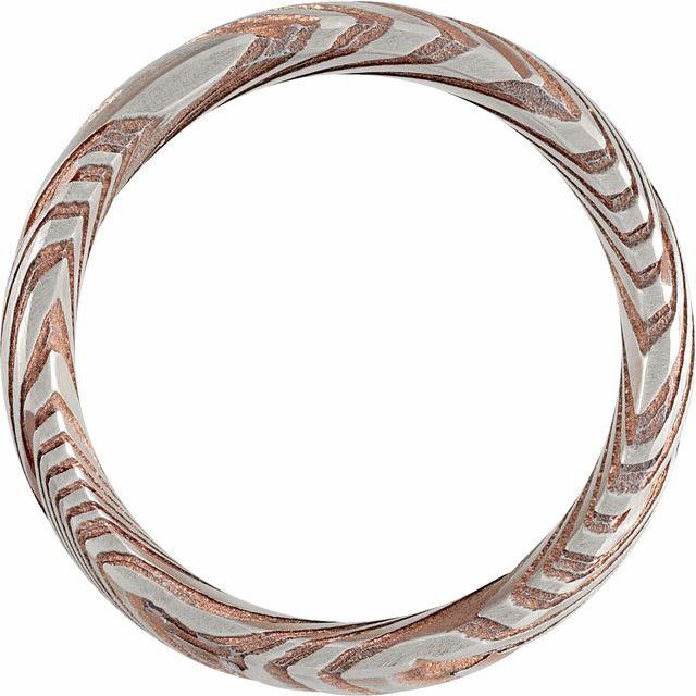 Damascus Steel 8 mm Flat  Patterned Band Size 10