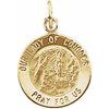 Our Lady of Lourdes Medal 14k Yellow Gold 12 mm Round