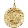 Our Lady of Lourdes Medal 14k Yellow Gold 18 mm Round