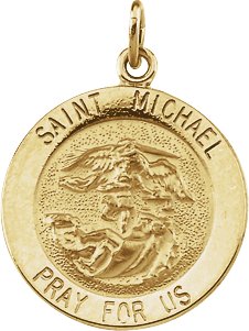 14K Yellow 18 mm St. Michael Medal