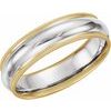 18K Yellow and Platinum and 18K Yellow 6 mm Grooved Band with Milgrain Size 6 Ref 252383