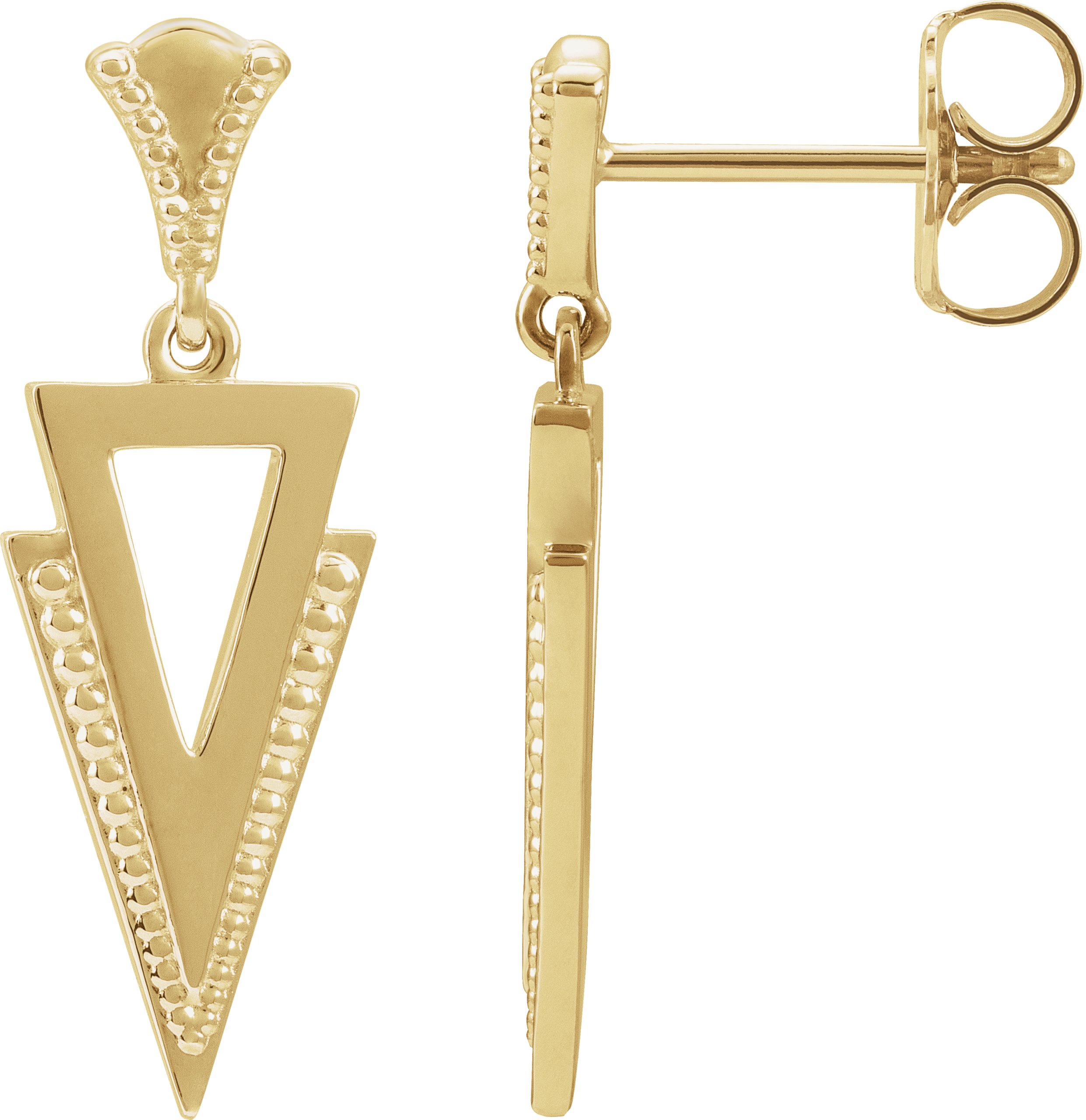 14K Yellow Geometric Dangle Earrings