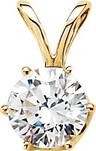 14K Yellow Imitation White Cubic Zirconia Solitaire Pendant