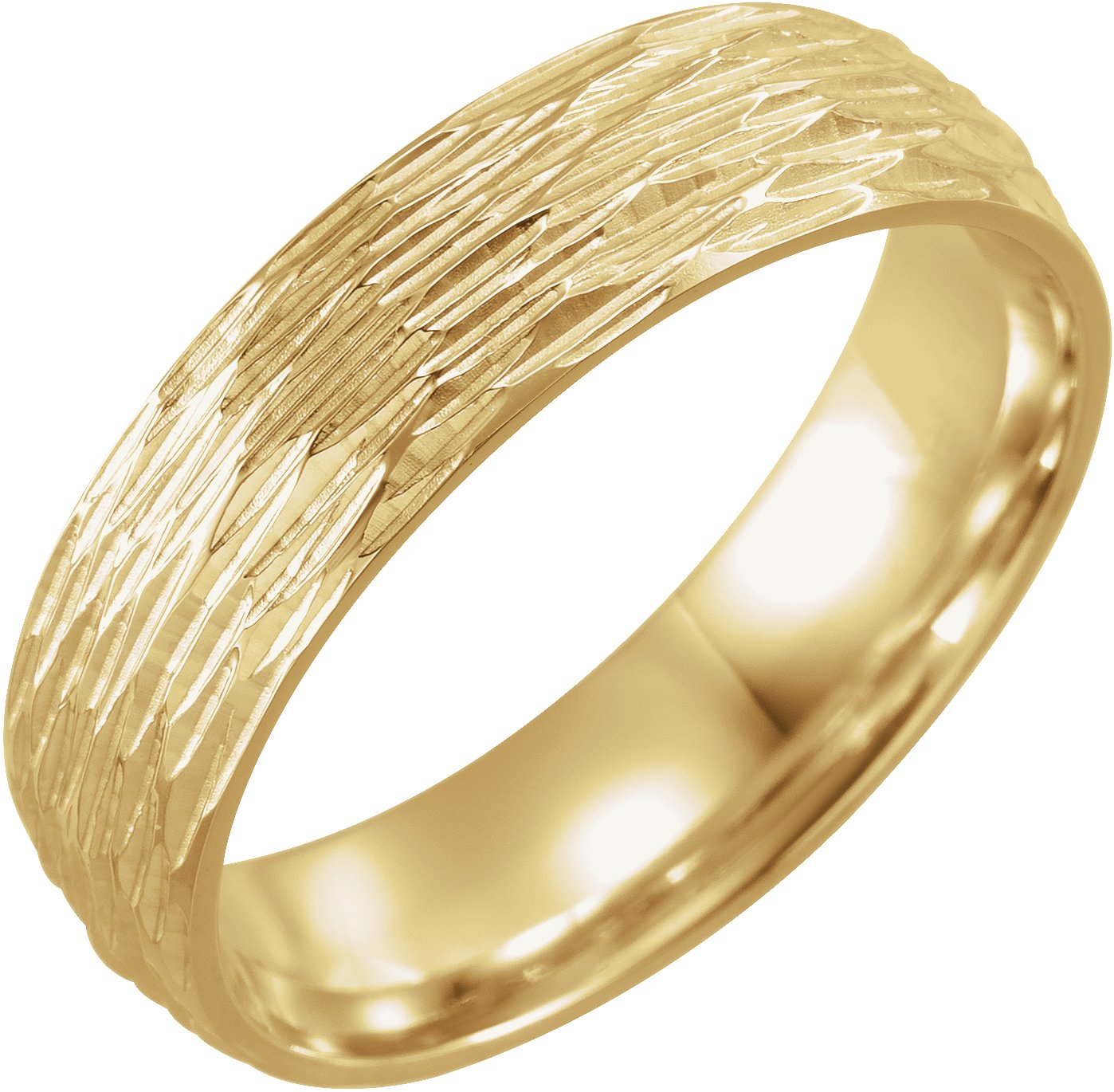 14K Yellow 6 mm Tree Bark Pattern Band Size 4 Ref 16340962