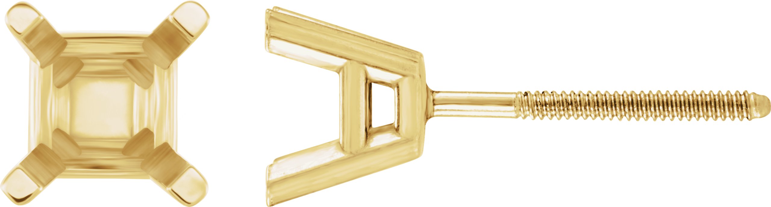 Square 4-Prong Lightweight Stud Earrings