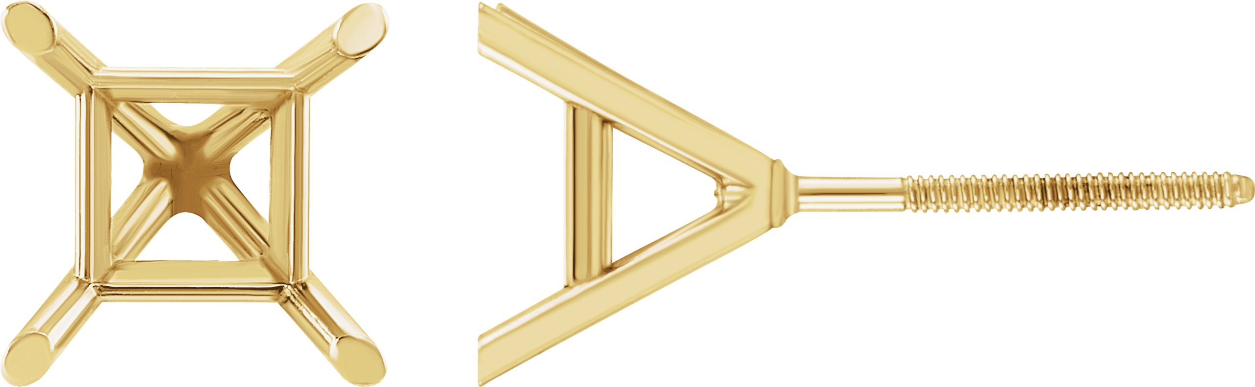 Square 4-Prong Cocktail-Style Stud Earrings