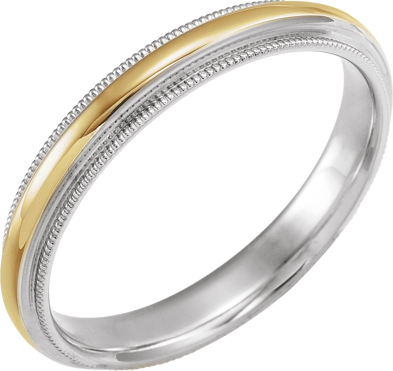 14K White & Yellow 3.5 mm Comfort-Fit Milgrain Band Size 10.5