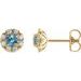 14K Yellow 4 mm Natural Blue Zircon & 1/5 CTW Natural Diamond Halo-Style Earrings