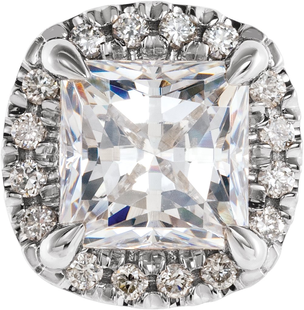 Square 4-Prong Halo-Style Earring Setting