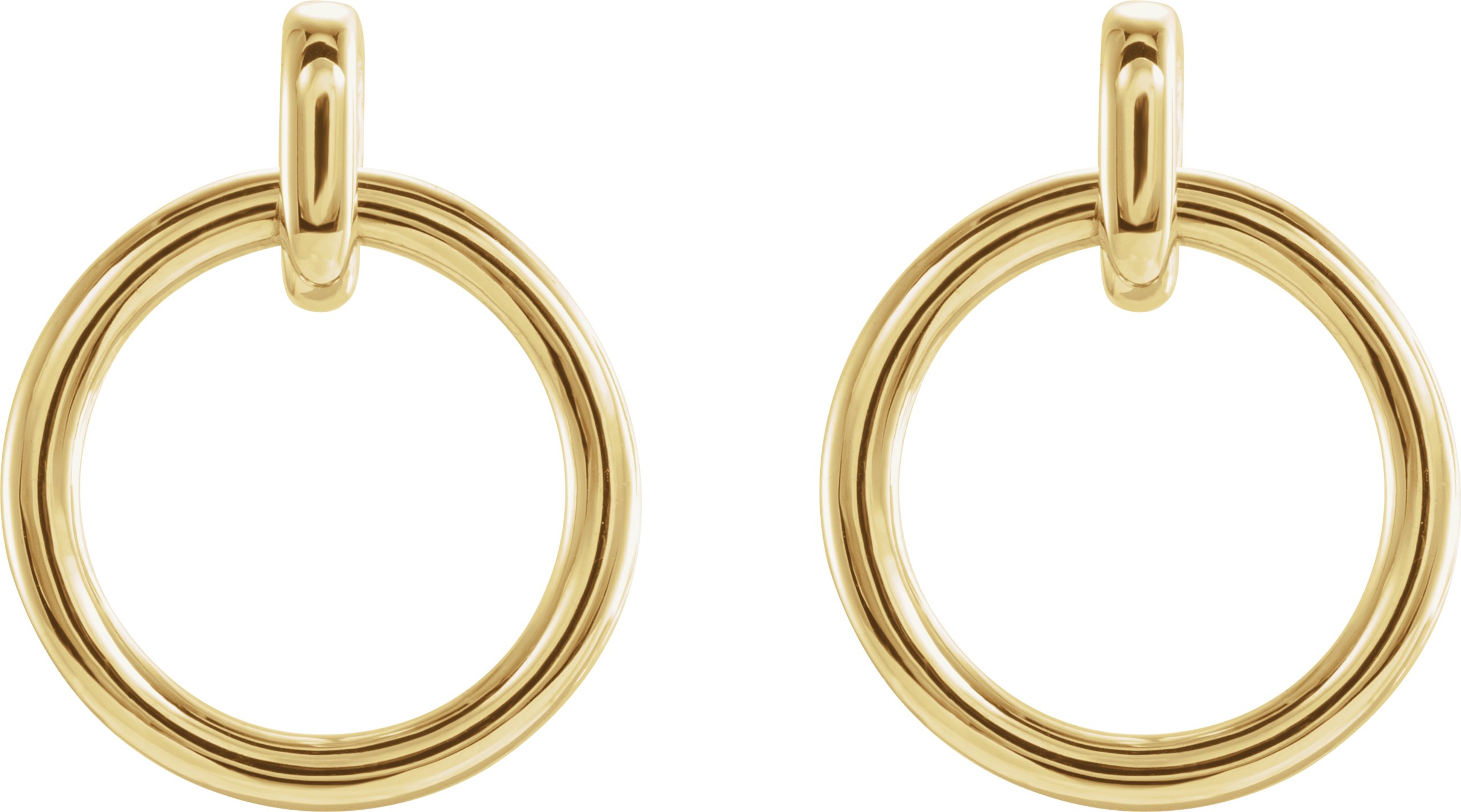 14K Yellow Circle Dangle Earrings