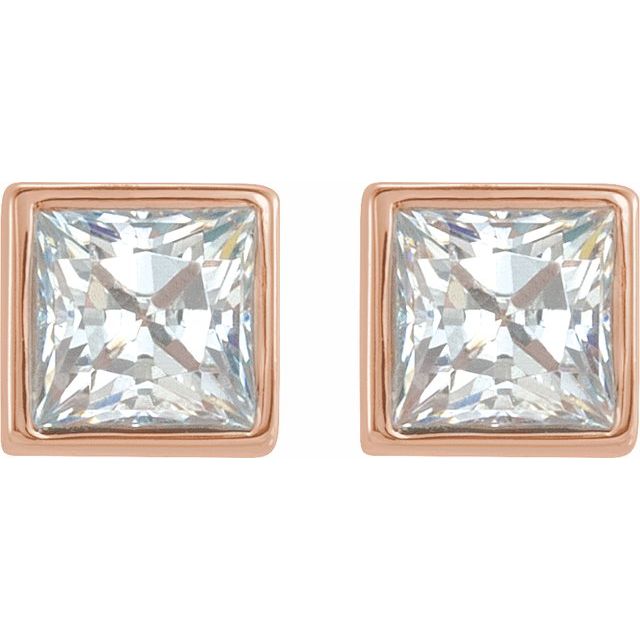 14K Rose 3/8 CTW Natural Diamond Bezel-Set Earrings