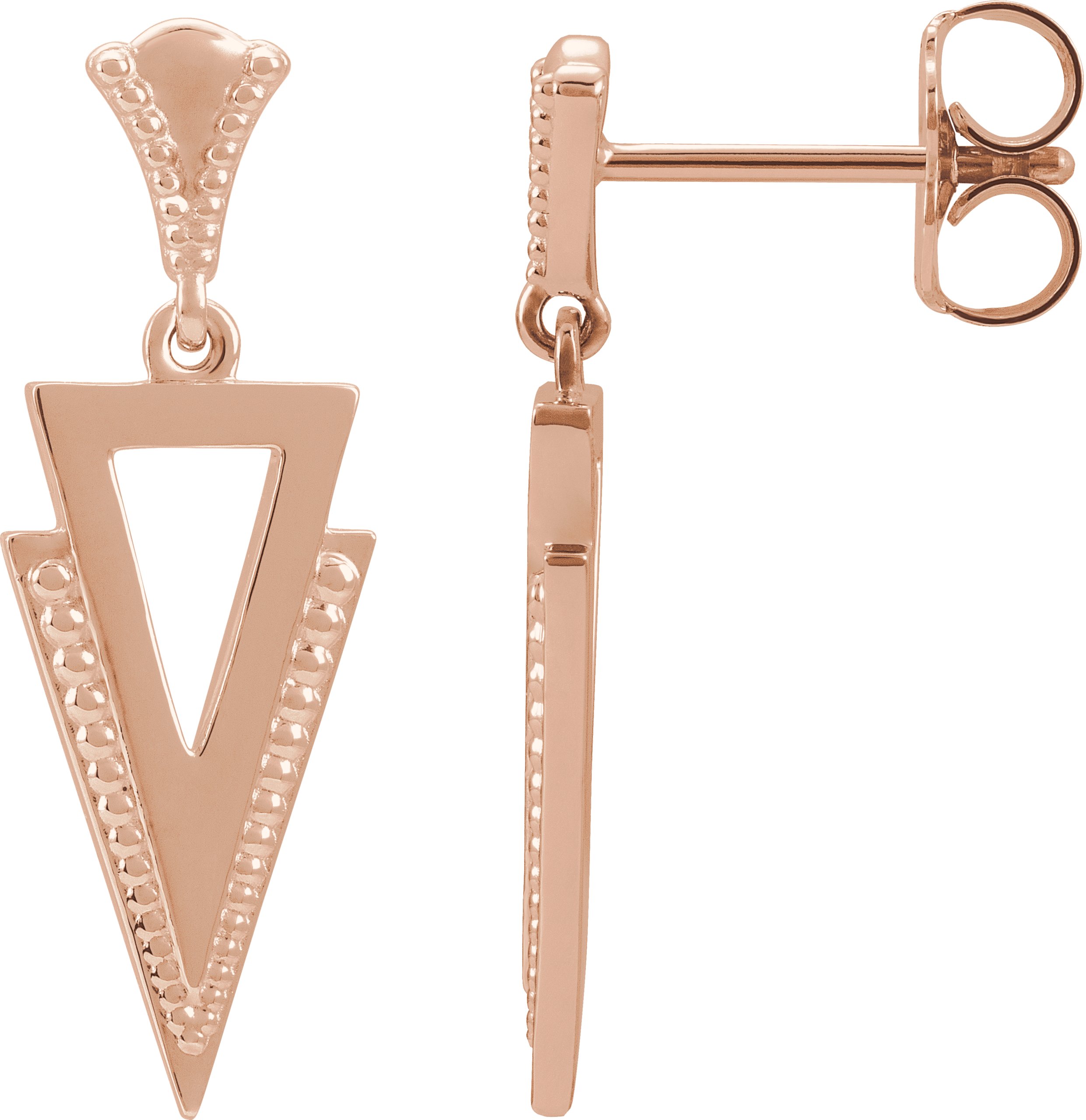 14K Rose Geometric Dangle Earrings