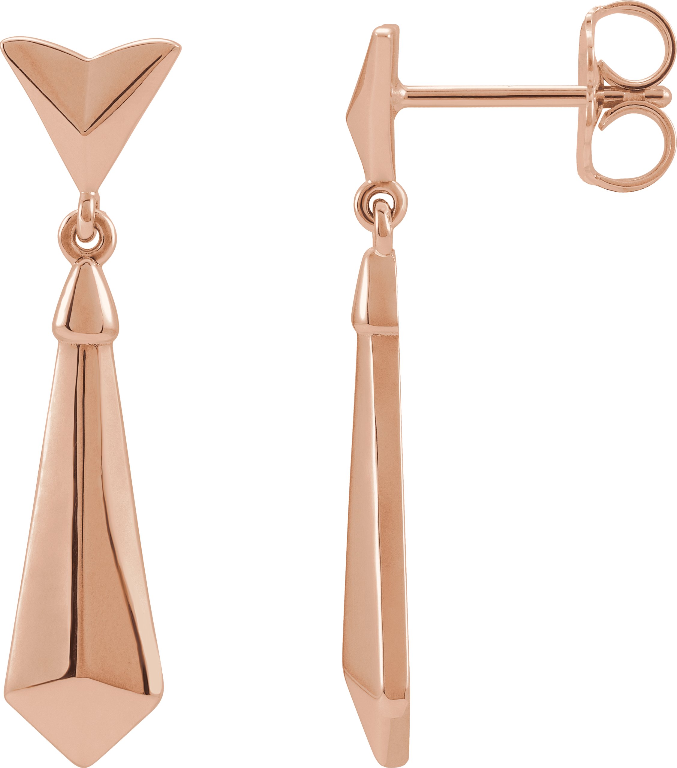 14K Rose Geometric Dangle Earrings