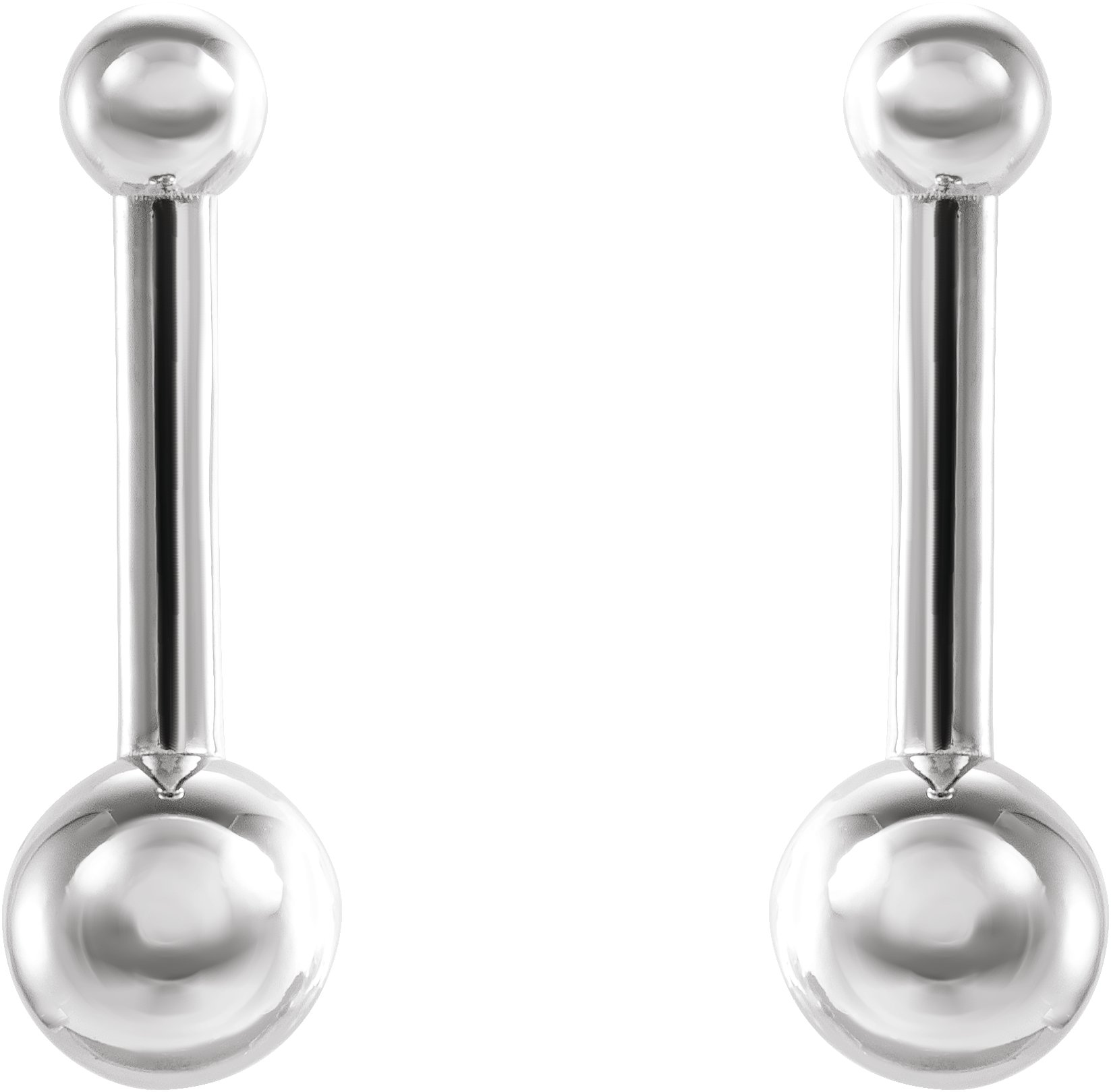 Platinum Bar & Ball Earrings