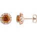 14K Rose 5 mm Natural Citrine & 1/3 CTW Natural Diamond Halo-Style Earrings
