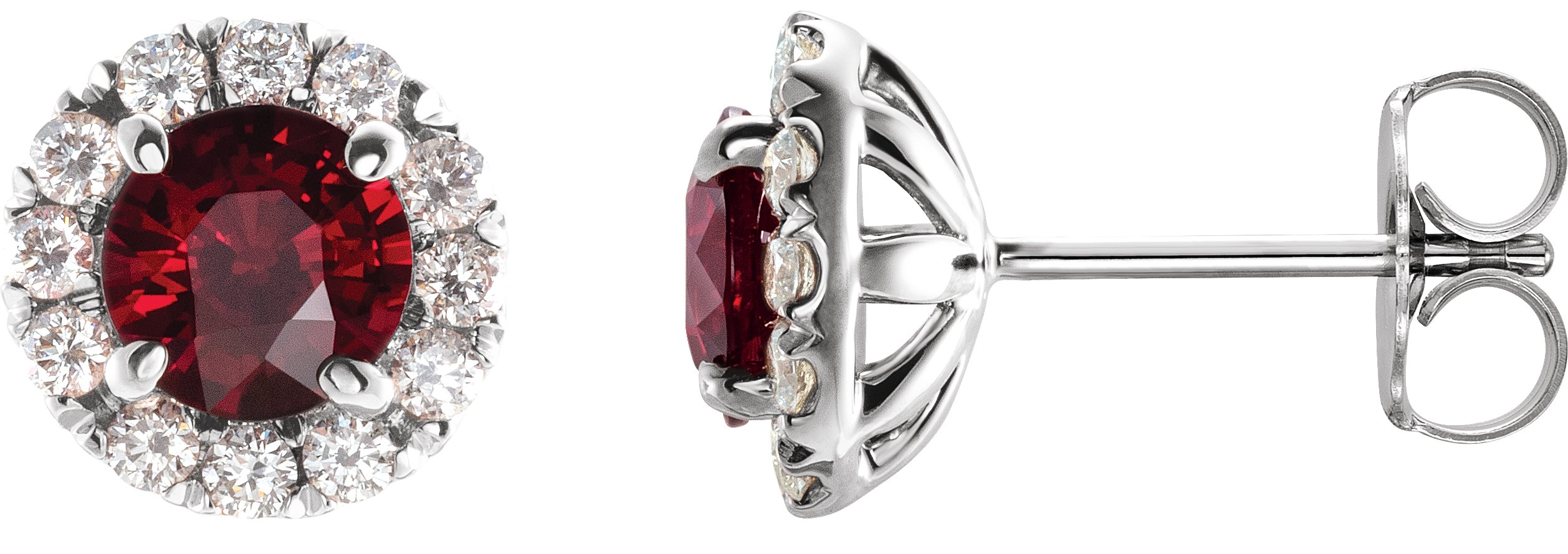 Platinum Chatham Created Ruby and .20 CTW Diamond Earrings Ref 16042335