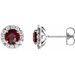 14K White 5 mm Natural Mozambique Garnet & 1/3 CTW Natural Diamond Halo-Style Earrings