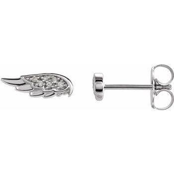 14K White .03 CTW Diamond Angel Wing Earrings Ref. 15087455