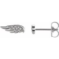 Sterling Silver .03 CTW Natural Diamond Angel Wing Earrings  
