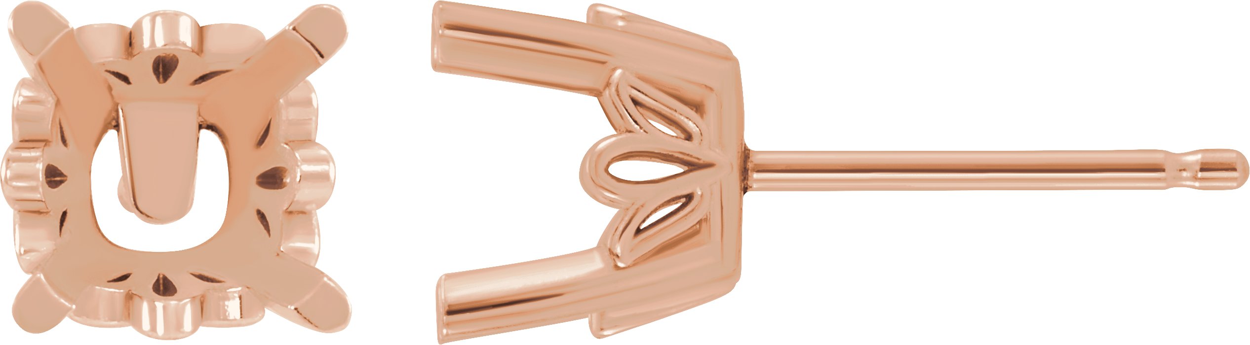 Cushion 4-Prong Scroll Setting® Stud Earrings