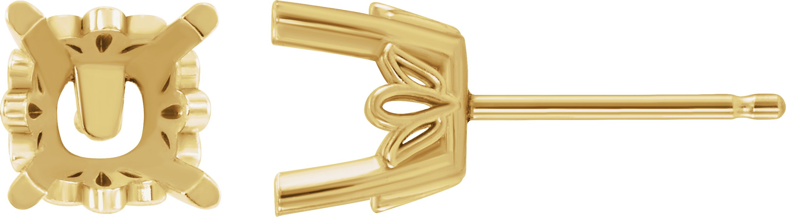 Cushion 4-Prong Scroll Setting® Stud Earrings