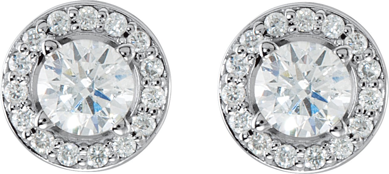 14K White 5/8 CTW Natural Diamond Halo-Style Earrings