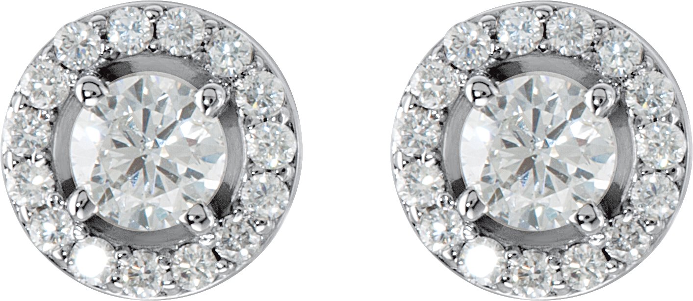 14K White 7/8 CTW Natural Diamond Halo-Style Earrings