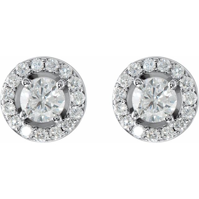 Platinum 7/8 CTW Natural Diamond Halo-Style Earrings          