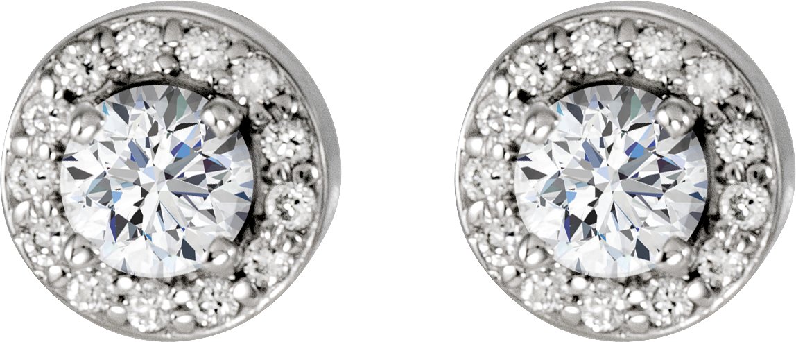 14K White 3/8 CTW Natural Diamond Halo-Style Earrings