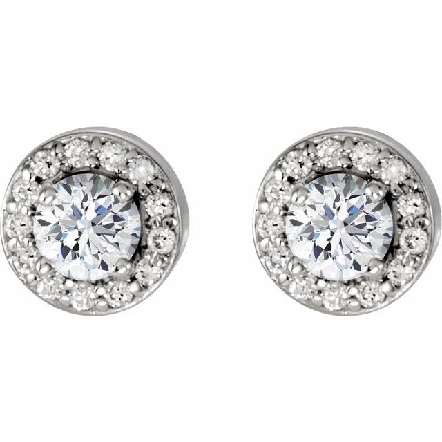 14K White 3/8 CTW Natural Diamond Halo-Style Earrings