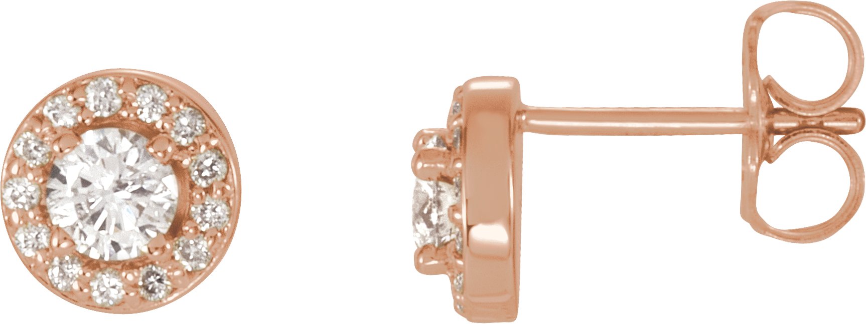 Round 4-Prong Halo-Style Earrings