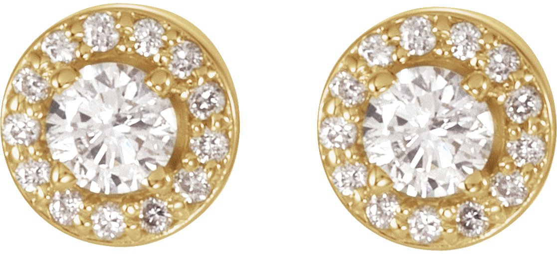 14K Yellow 3/8 CTW Natural Diamond Halo-Style Earrings